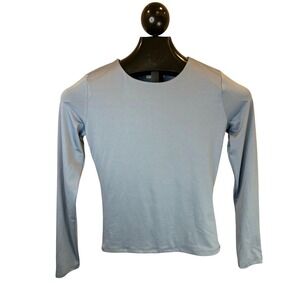 NWT The Workshop long Sleeve Crew Neck Top Blue Style TW1185